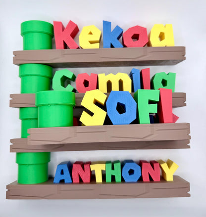 Personalized Gamer Name Shelf with Pencil Holder
