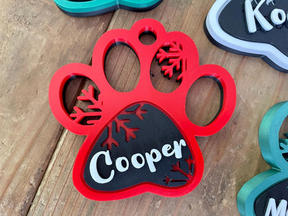 Personalized Dog Paw Christmas Ornament | Pet Memorial Gift