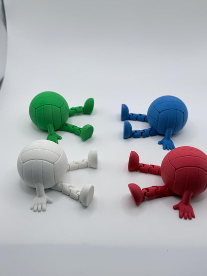 Articulated Volleyball Buddy, 3D Printed Volleyball Desk Toy, Volleyball Gift, Coach Gift, Team Gift, Sports Desk Decor
