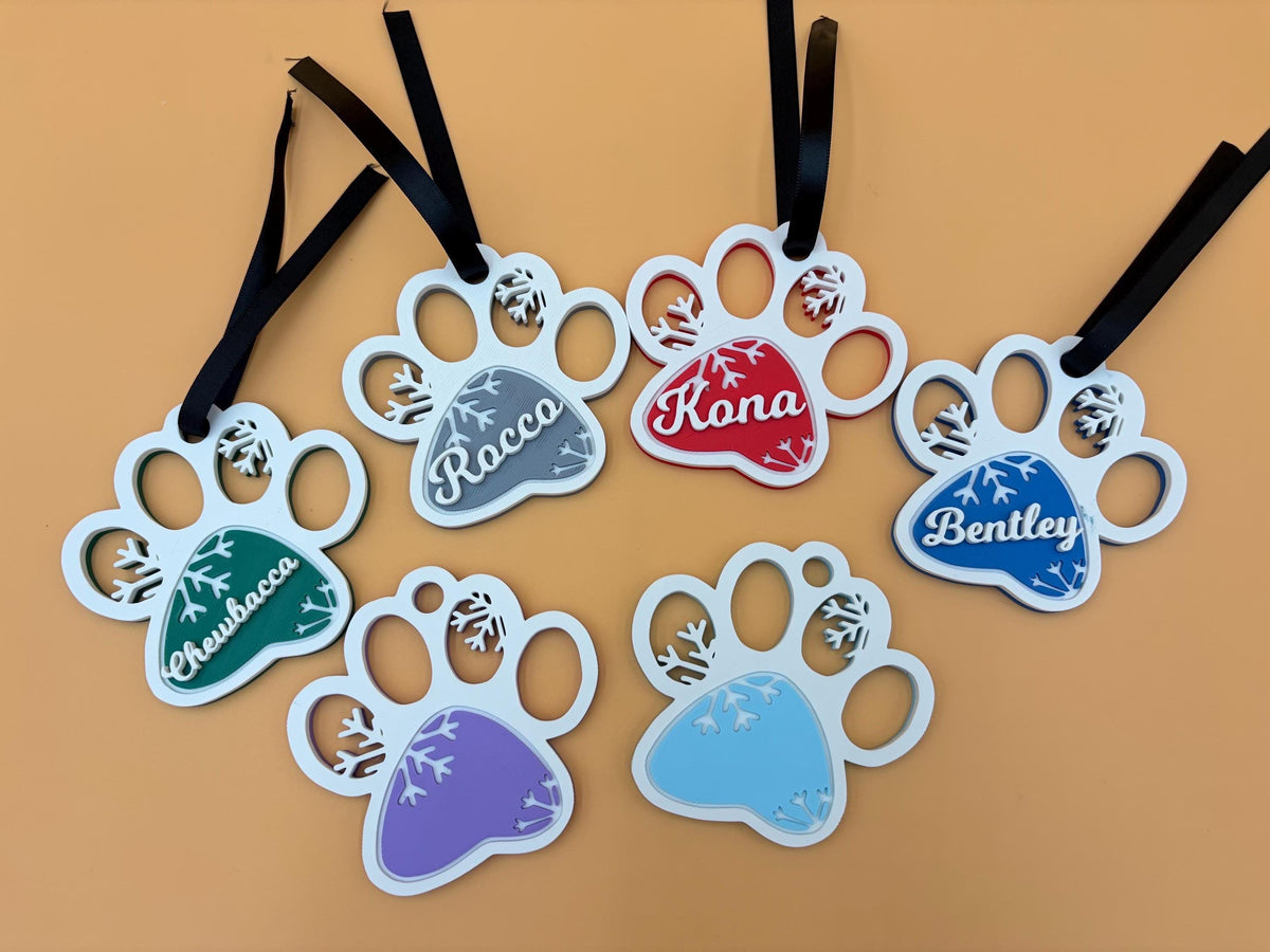 Puppy Paw Ornament | Custom Pet Name Christmas | Personalized Dog Christmas Ornament | Puppy Ornament | Pet Memorial Gift | Dog Lover Decor