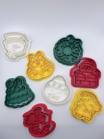 4-Inch Christmas Cookie Cutter Stamp Set, Holiday Baking Cutters, Choose 2, 4, 6 or Complete Set of 8