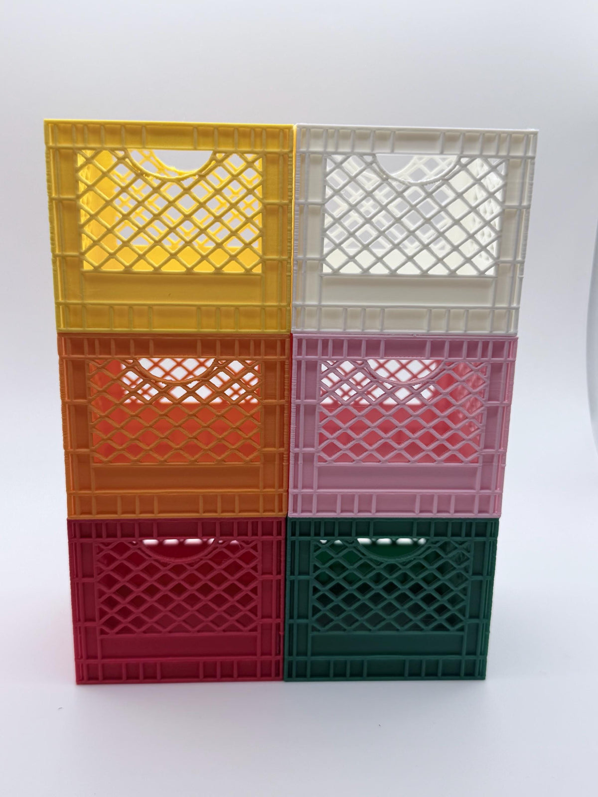 Mini Milk Crate Organizer | 3D Printed Stackable Storage Bin, Desk Organizer, Cute Plastic Crate, Teacher Gift, Dorm Decor