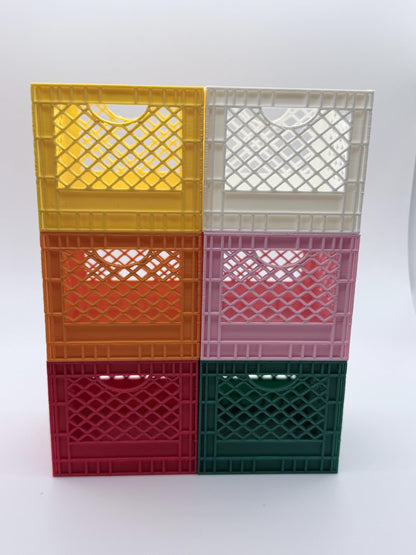 Mini Milk Crate Organizer | 3D Printed Stackable Storage Bin, Desk Organizer, Cute Plastic Crate, Teacher Gift, Dorm Decor