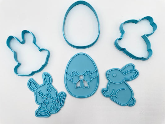 3D Printed Easter Cookie Cutter Set, Bunny & Egg Designs