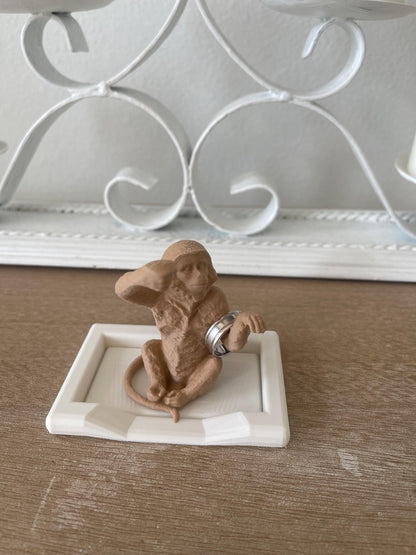 Monkey Ring Holder with Tray | Cute Animal Jewelry Dish