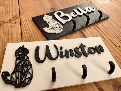 Personalized Cat Key Holder for Wall, Housewarming Gift