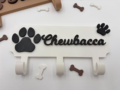 Personalized Dog Leash Holder | Puppy Wall Decor