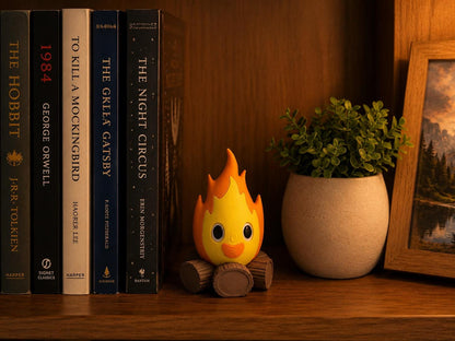 Chibi Fire Demon Bookshelf Decor | Fantasy Book Nook Buddy
