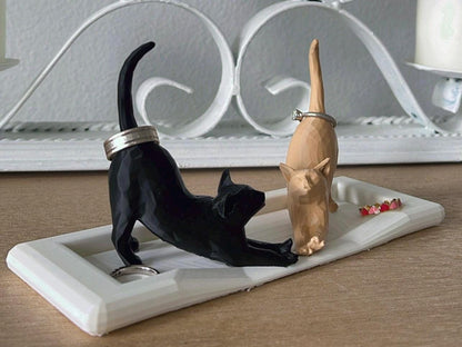 Two Cats Ring Holder Dish | Cat Jewelry Holder Gift