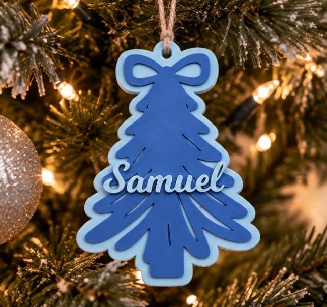 Personalized Christmas Tree Ornament with Name, Custom 3D Printed Ornament, Family Christmas Keepsake, Stocking Stuffer, Holiday Gift