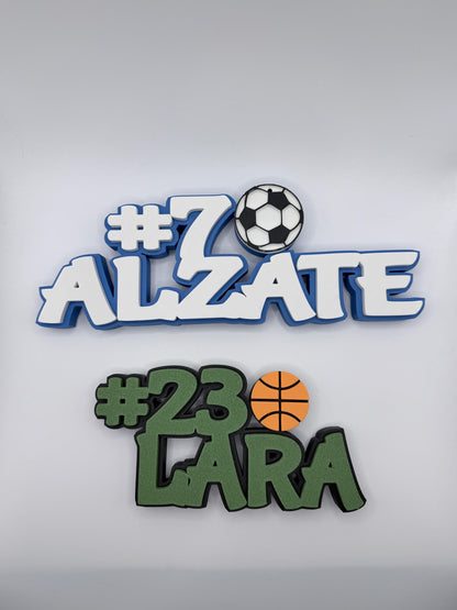 Personalized Sports Name Sign | Jersey Number Keychain