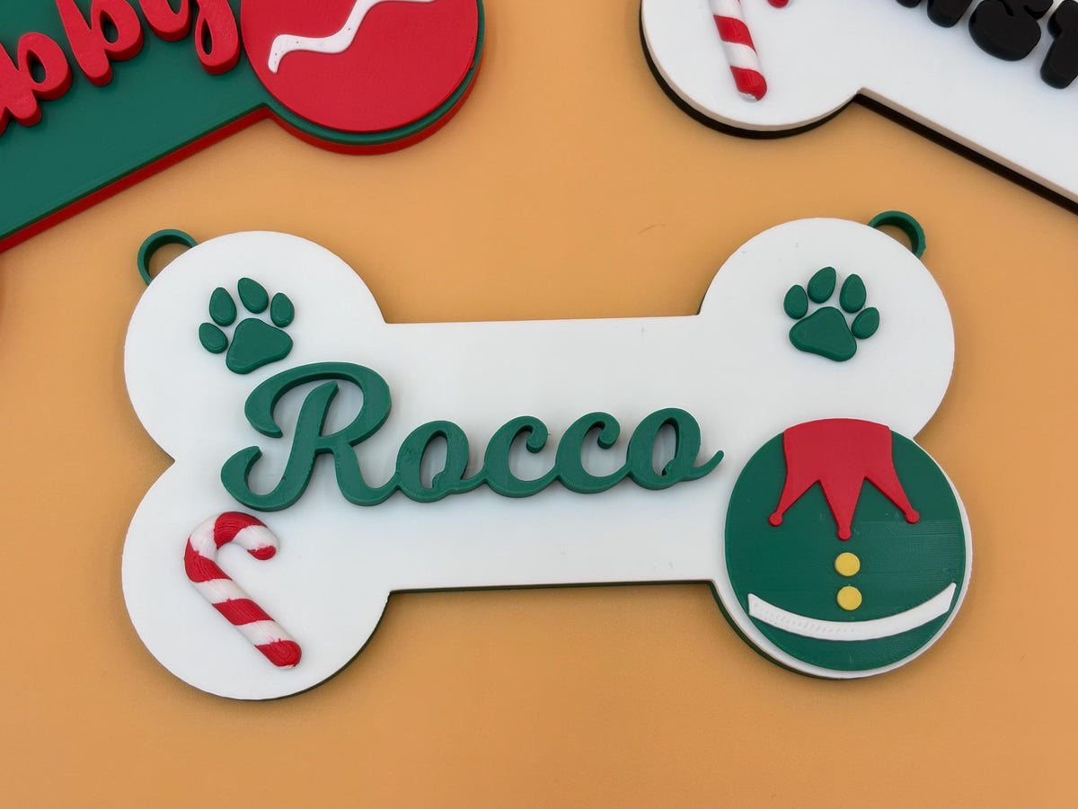 Personalized Dog Christmas Ornament | Custom Pet Name Decor | Puppy Name Plaque | Dog Lover Gift | Custom Decor | Holiday Season | Xmas Tree