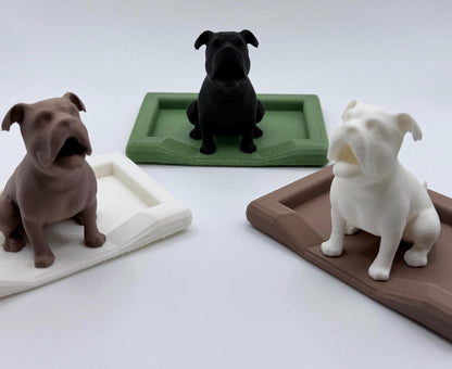 English Bulldog Ring Holder with Dish, Dog Jewelry Holder Tray, 3D Printed Ring Stand, Gift for Dog Lovers, Custom Color Ring Organizer