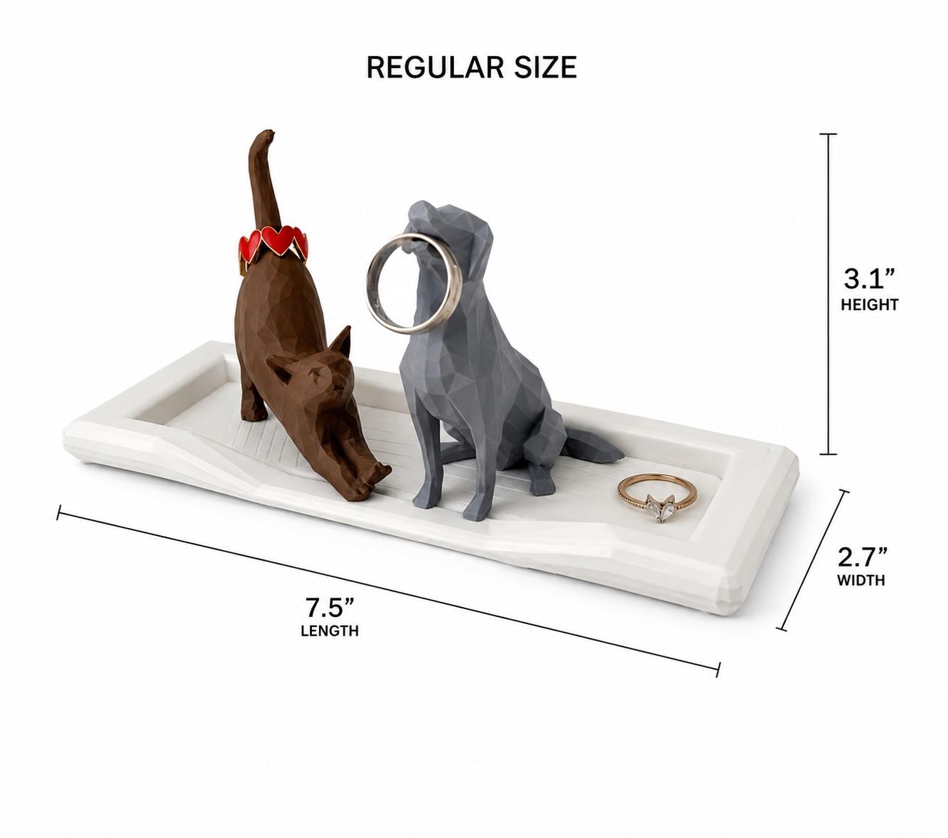 Personalized Cat & Dog Ring Holder | Cute Pet Jewelry Dish | 3D Printed Animal Ring Tray | Engagement Gift | Dog Lover Gift | Cat Lover Deco