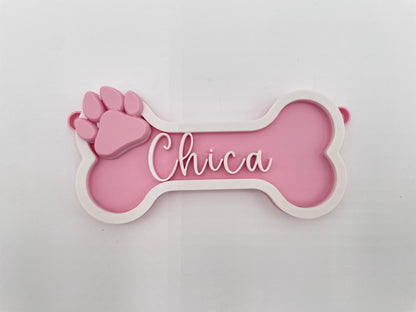 Custom Dog Crate Sign | 3D Printed Bone, Puppy Tag