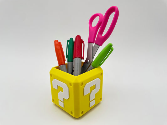 Super Mario Question Block Pen Holder – 3D Printed Desk Organizer