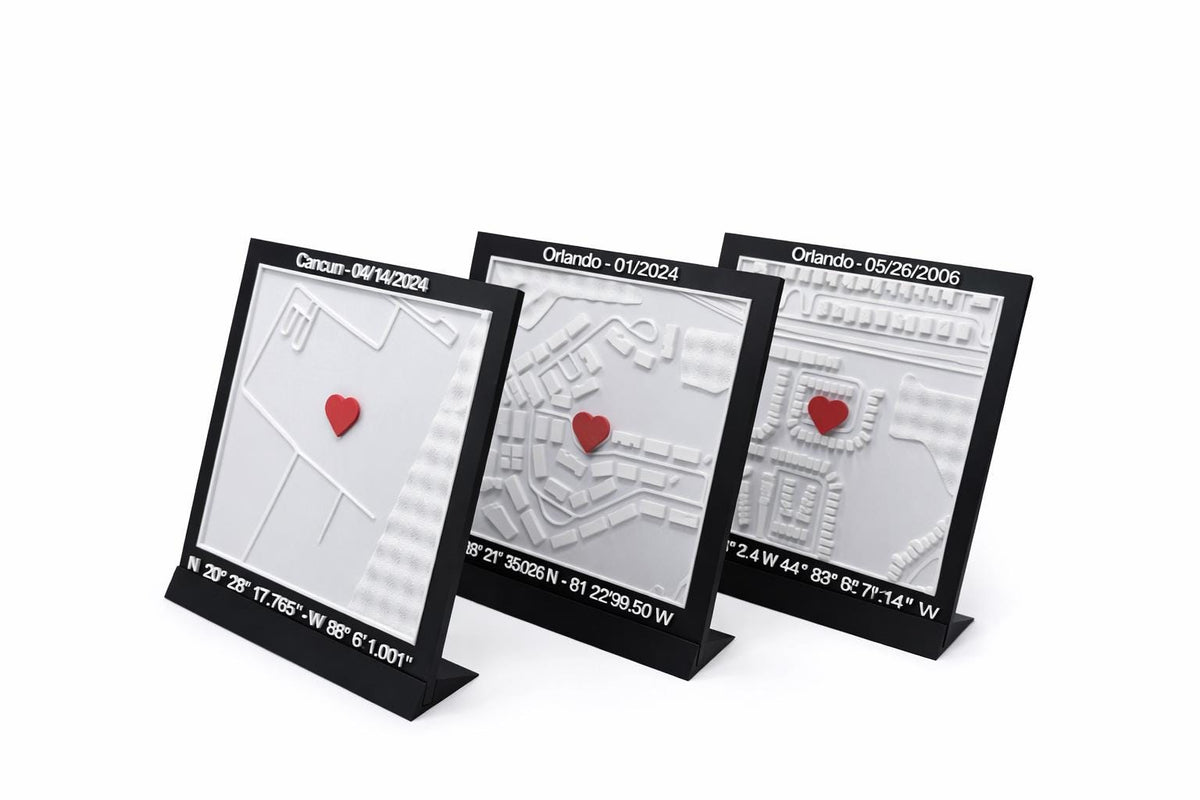 Custom 3D Map Plaque, Personalized Location Gift, Anniversary Coordinates Map, Travel Memory Gift, Custom City Map with Heart Marker
