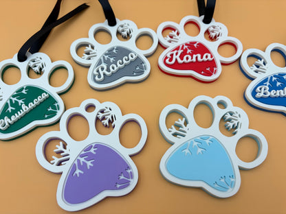Puppy Paw Ornament | Custom Pet Name Christmas | Personalized Dog Christmas Ornament | Puppy Ornament | Pet Memorial Gift | Dog Lover Decor