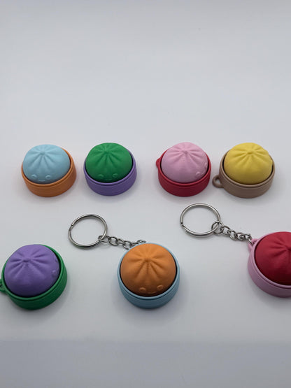 Dumpling Clicker Keychain, Cute 3D Printed Fidget Toy, Kawaii Stress Relief Keychain, Party Favor, Classroom Prize, Bulk Gift