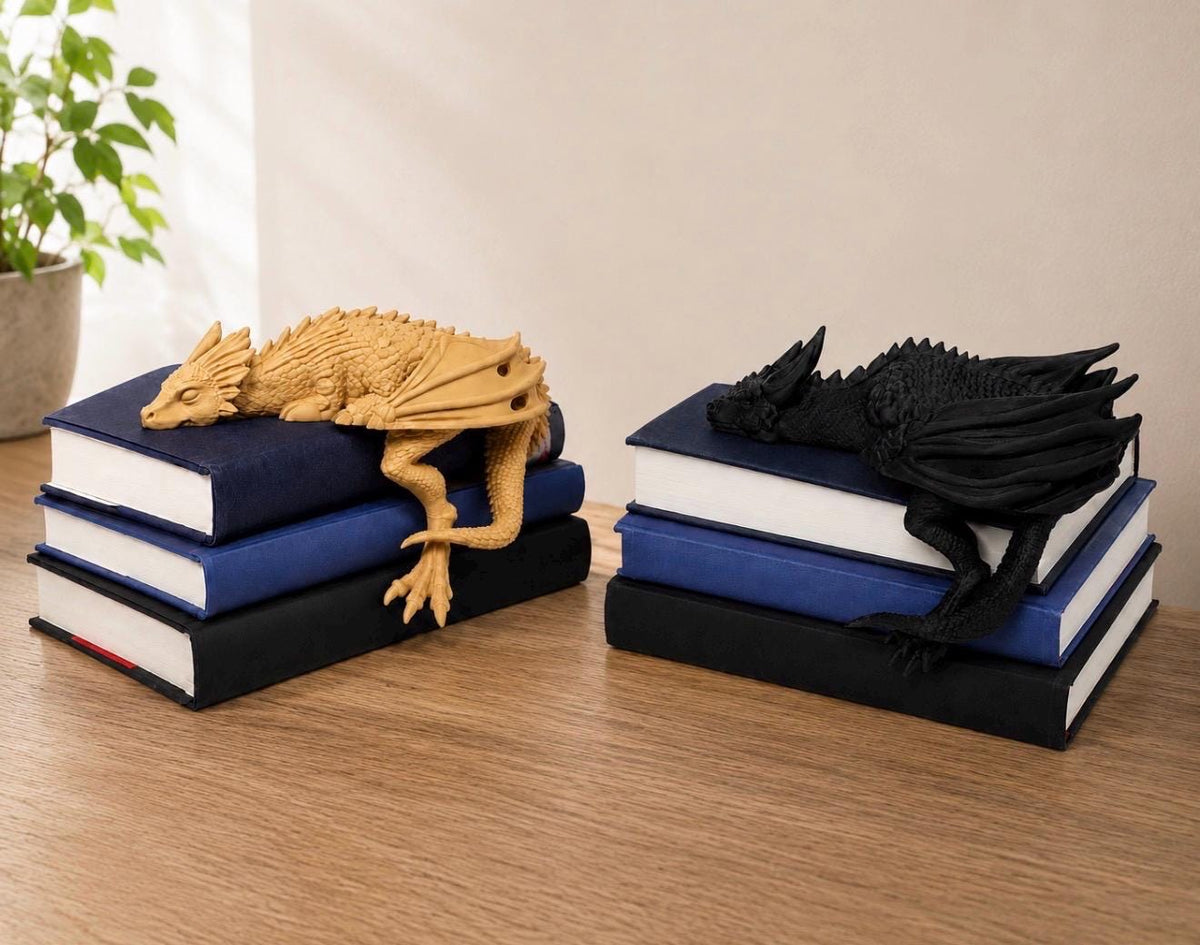 Sleeping Dragon Book Nook Decor, Dragon Bookshelf Shelf Sitter, Fantasy Book Lover Gift, 3D Printed Dragon Shelf Decor, Desk & Cabinet Accen