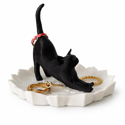 Floral Cat Ring Holder | Personalized Engagement Gift for Her