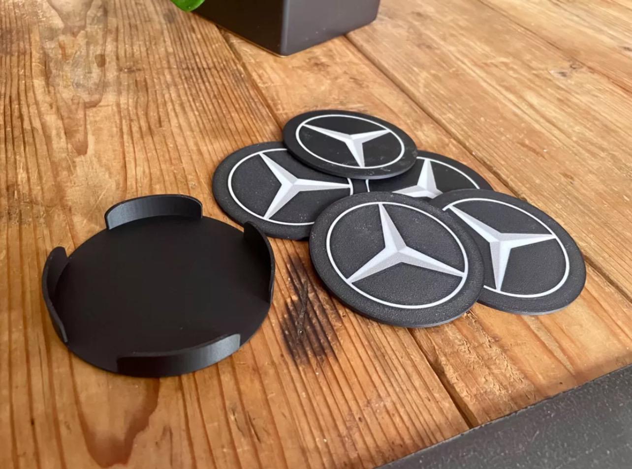 Mercedes Coaster Set of 5 w/ Free Holder