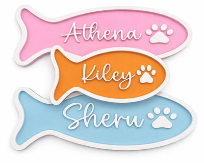 Personalized Fish-Shaped Cat Name Sign | Cat Bowl Decor