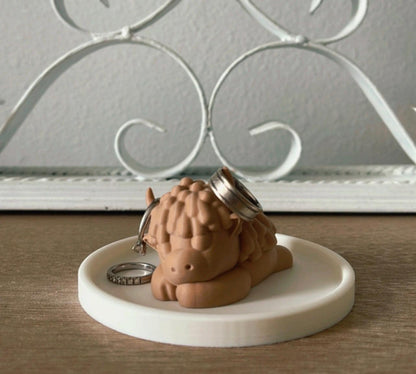 Cute Highland Cow Ring Holder, Kawaii Jewelry Dish Gift for Her