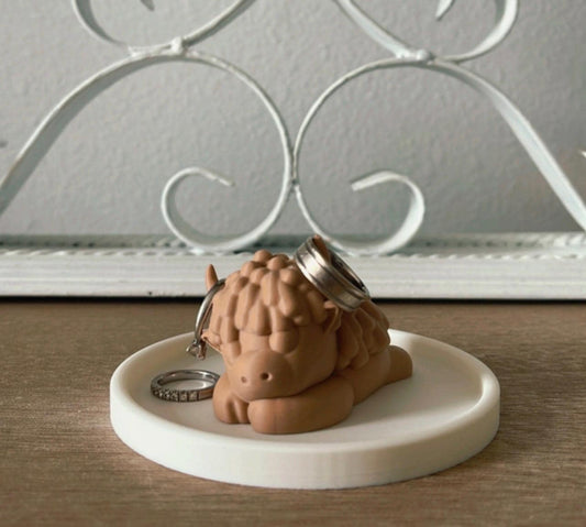 Cute Highland Cow Ring Holder, Kawaii Jewelry Dish Gift for Her
