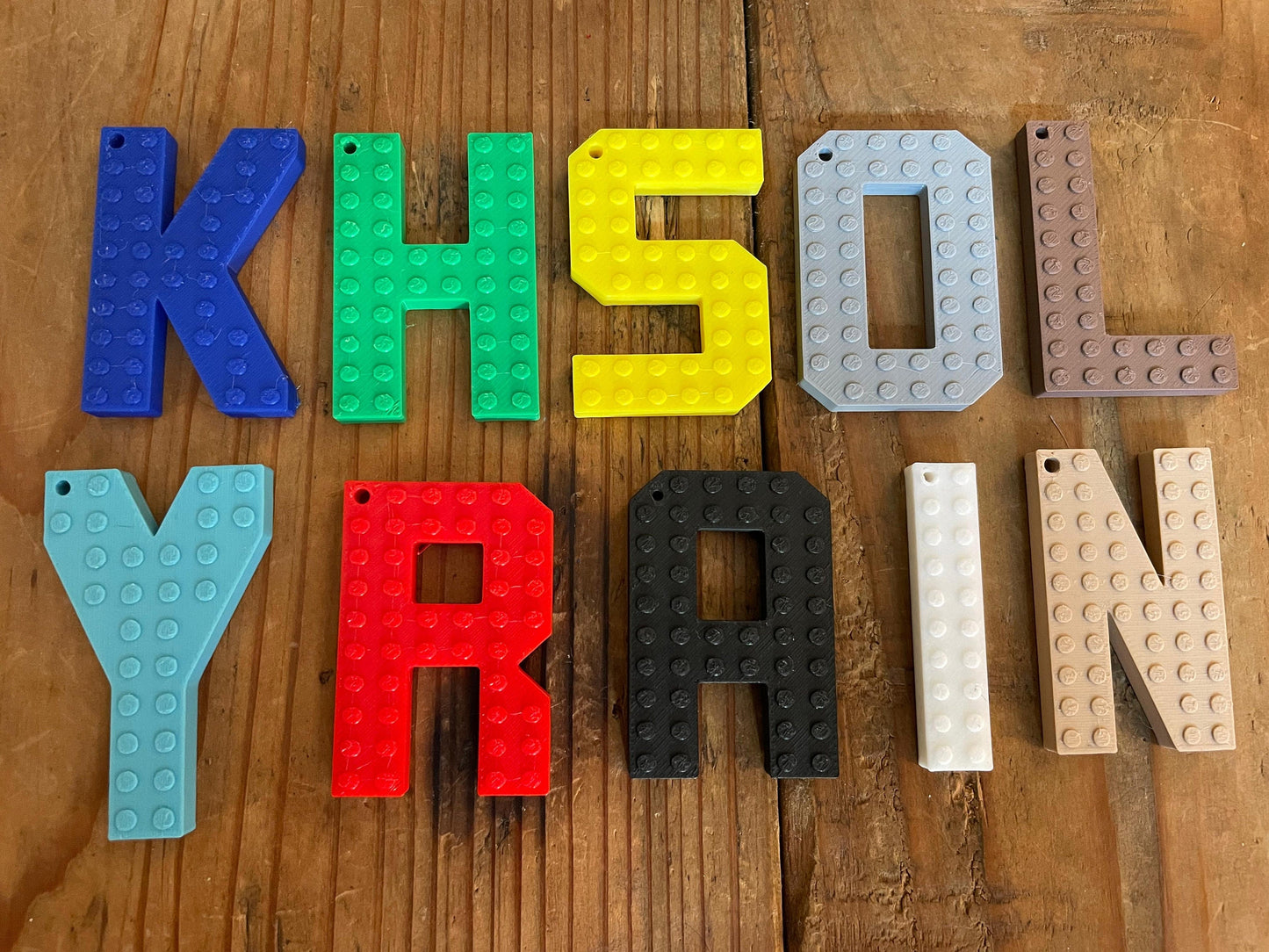 Customizable Building Block Letter Keychains - Small Brick Letters