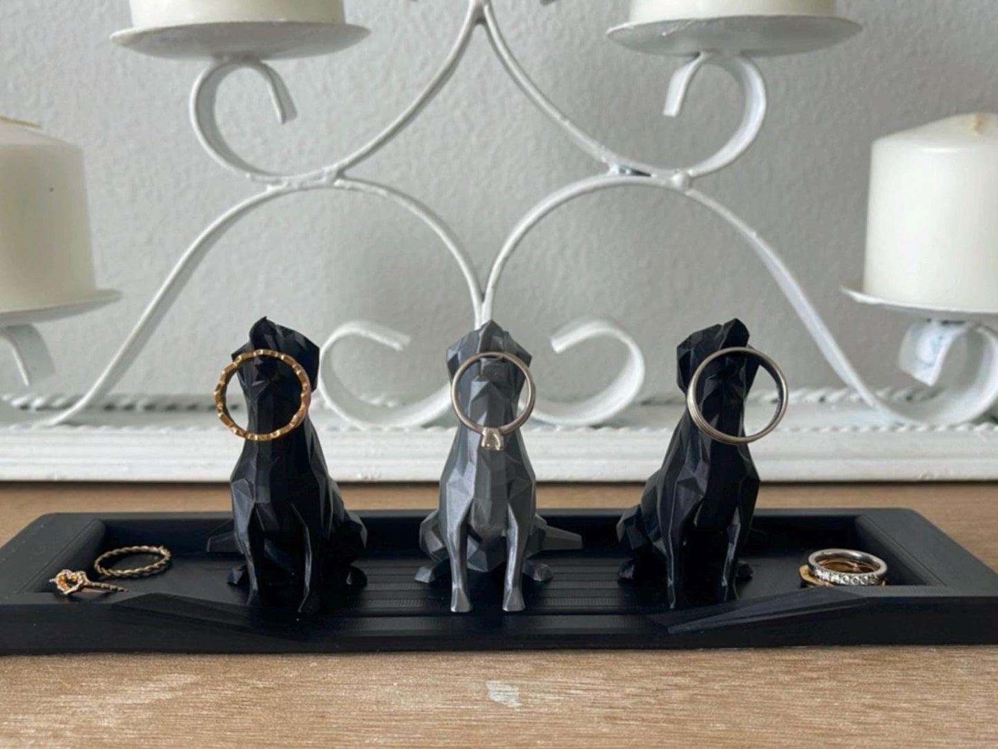 Triple Dog Ring Holder | Dog Lover Engagement Gift