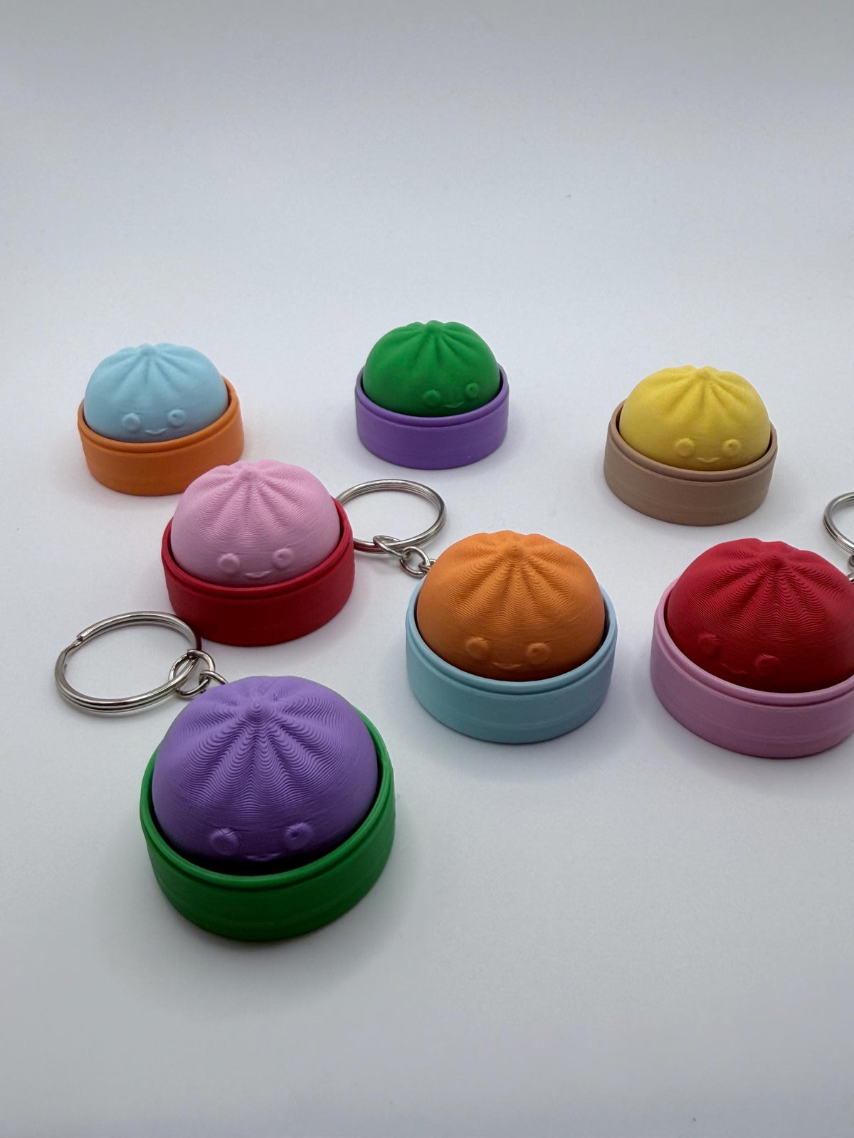 Dumpling Clicker Keychain, Cute 3D Printed Fidget Toy, Kawaii Stress Relief Keychain, Party Favor, Classroom Prize, Bulk Gift