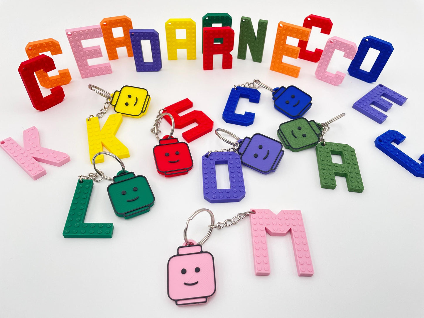 Building Block Letter Keychain | Personalized Alphabet with Brick Head | Bag Tag | Party Favors