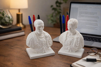 Roman Bust Pen Holder | Elegant Desk Organizer Gift for Him
