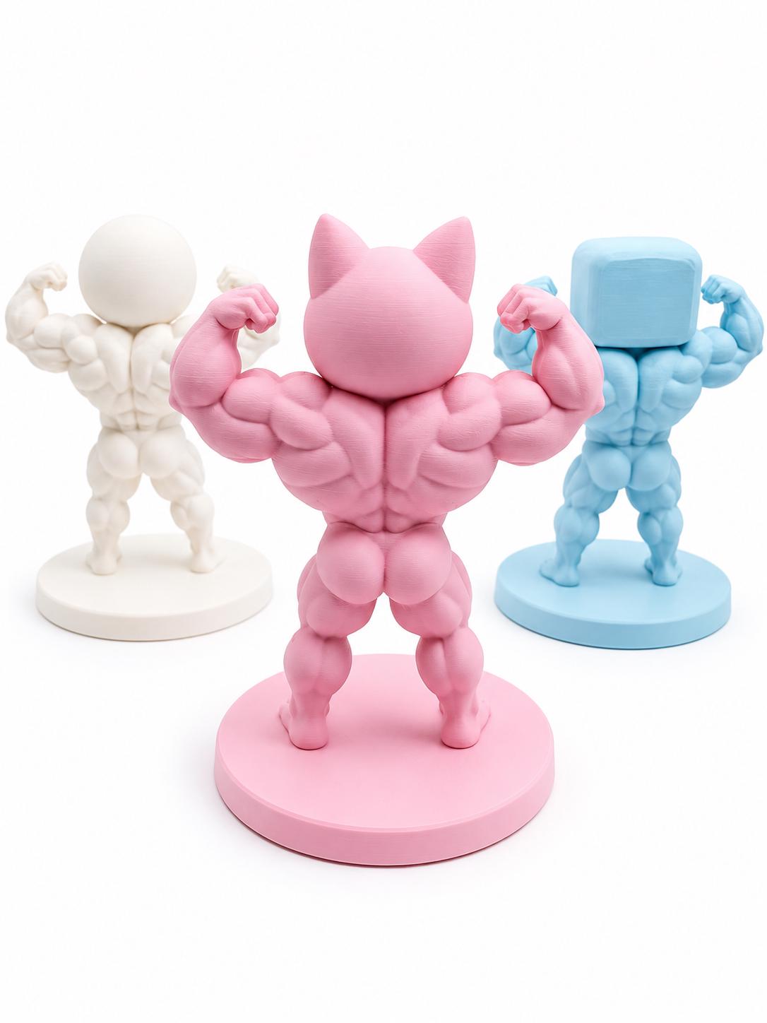 Buff Muscle Figure, Desk Decor, Cute Bodybuilder Collectible, Kawaii Desk Toy, Funny Gym Gift, Glow Option Available