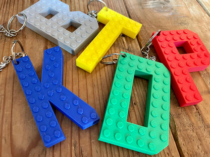 Personalized Building Block Letter Keychain | Custom Name | Party Favor | Back to School | Bag Tag