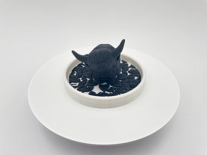 Highland Cow Ring Holder | Floral Wedding Jewelry Dish