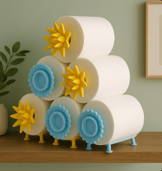 3D Printed Floral Toilet Paper Holder, Whimsical Bathroom Decor