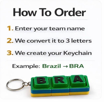 Custom 3-Letter Fidget Keychain | Soccer & Country Fan Gift