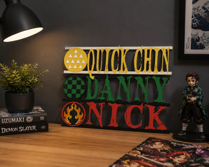 Custom Demon Anime Name Sign, Gamer Room Decor