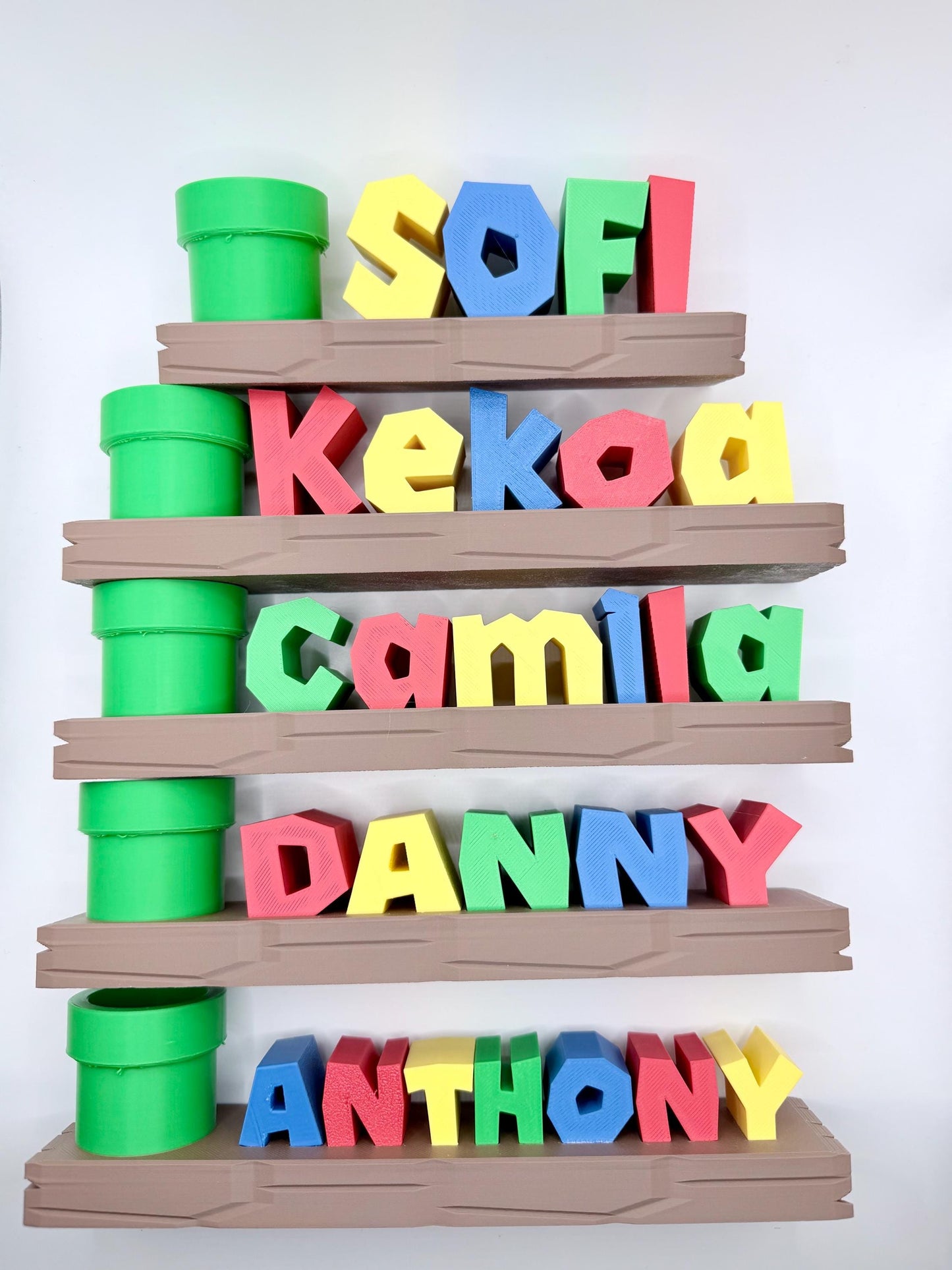 Personalized Gamer Name Shelf with Pipe Pencil Holder | Custom Gaming Desk Decor | Colorful Name Display | Kids Room Shelf | Personalized Ga
