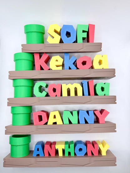 Personalized Gamer Name Shelf with Pencil Holder