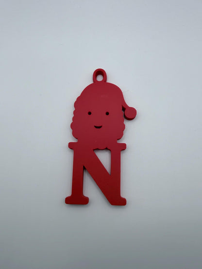 Personalized Christmas Initial Ornament, 3D Printed Character Letter Ornament, Custom Family Name Gift, Santa Reindeer Elf Tree Decoration