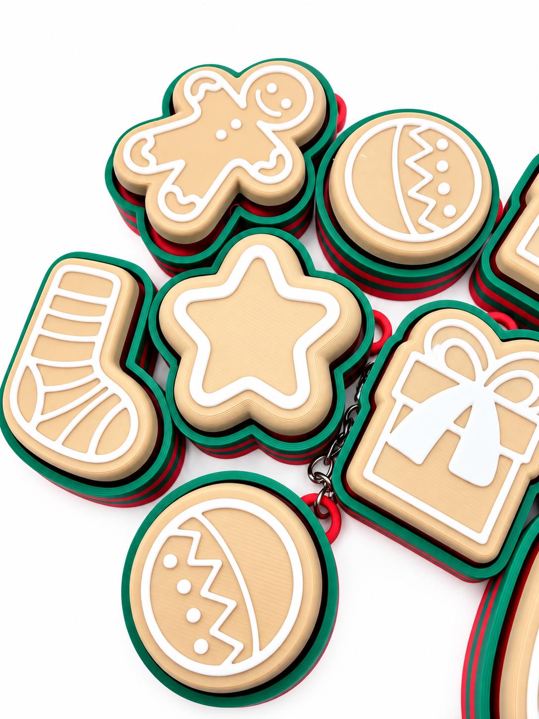 Christmas Cookie Keychains Bulk, 3D Printed Holiday Keychain, Christmas Party Favors, Stocking Stuffers, Classroom Gifts, Set of 6+