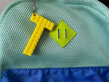Personalized Building Block Letter Keychain | Custom Name | Party Favor | Back to School | Bag Tag