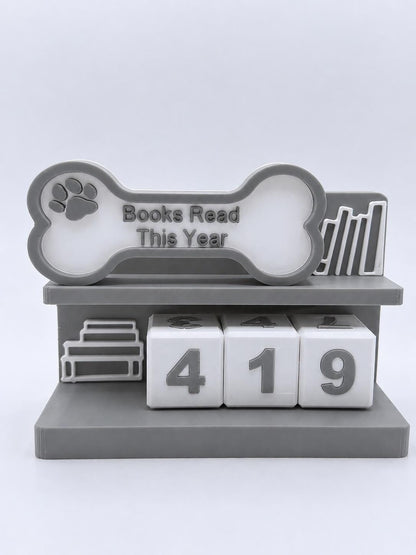 Dog Books Read Tracker, Reading Goal Counter, 3D Printed Book Tracker, Book Lover Gift, BookTok Decor, Reading Challenge Display