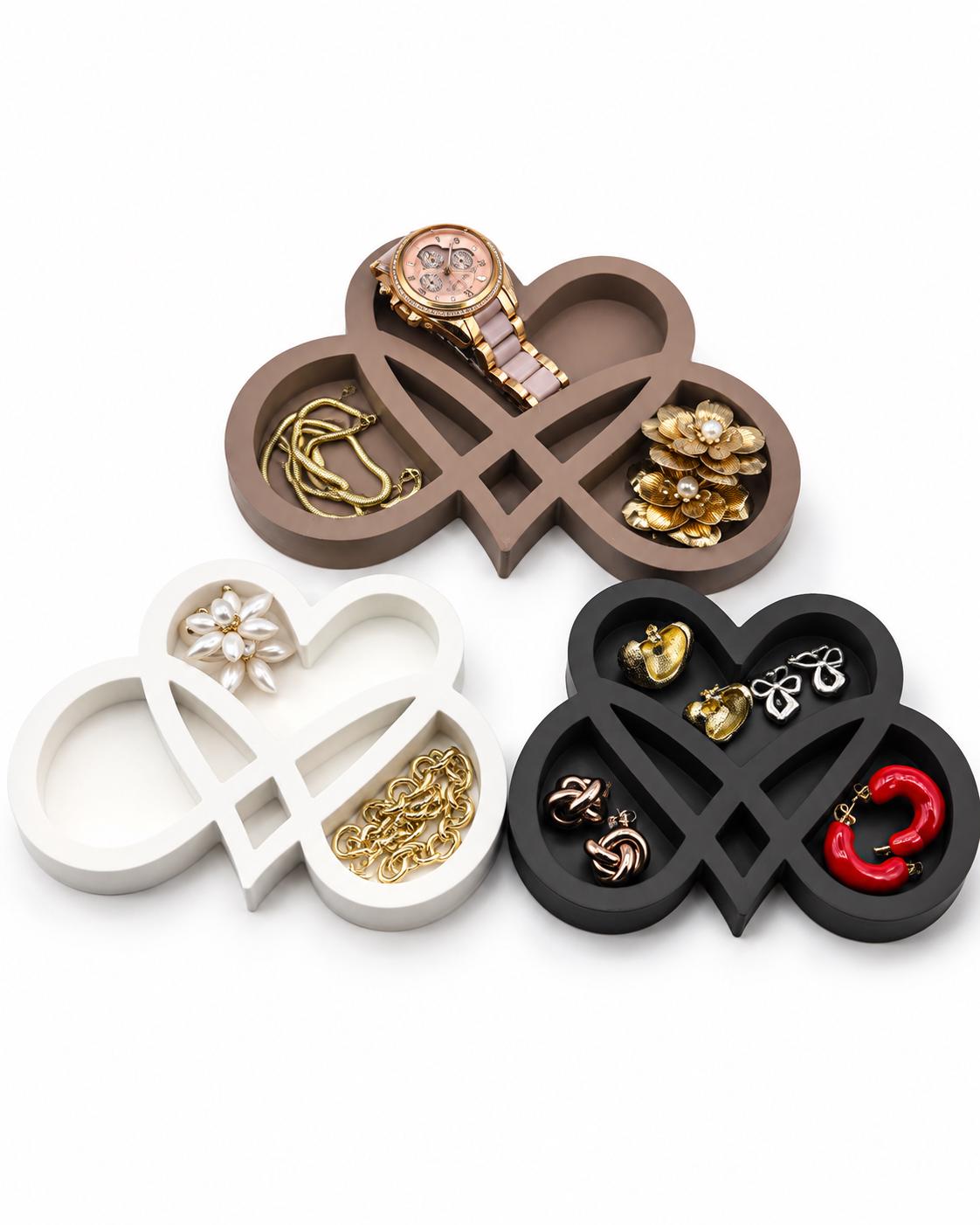 Personalized Infinity Heart Ring Holder, Jewelry Tray, Modern Love Knot Ring Dish, Wedding Gift, Anniversary Gift, Couple Decor