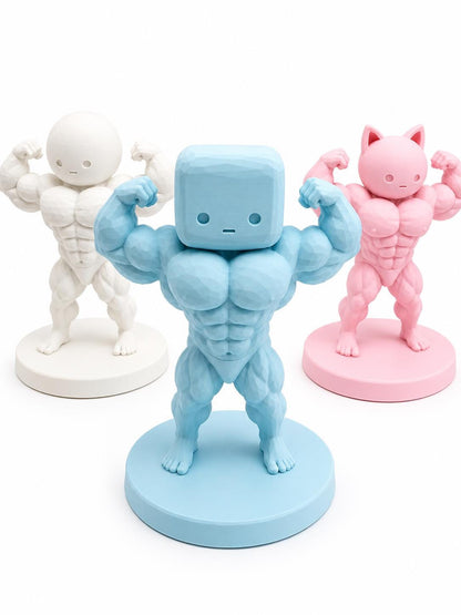 Buff Muscle Figure, Desk Decor, Cute Bodybuilder Collectible, Kawaii Desk Toy, Funny Gym Gift, Glow Option Available