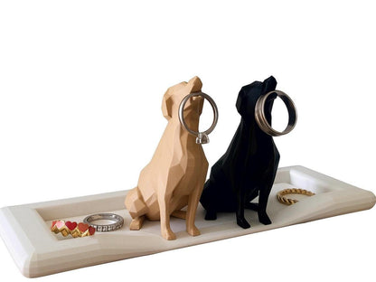 Couple Dog Ring Holder Set | His & Hers Engagement Gift