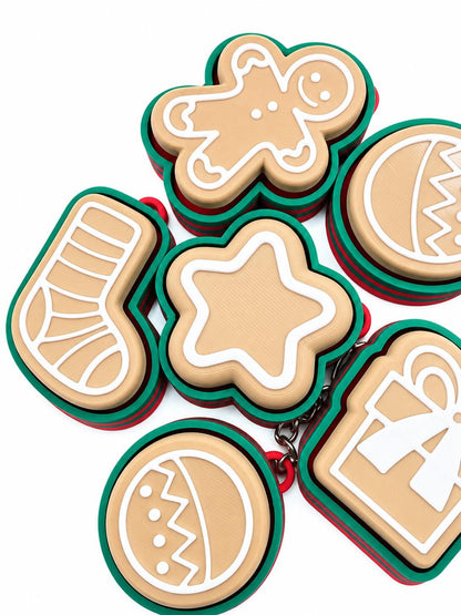Christmas Cookie Keychains Bulk, 3D Printed Holiday Keychain, Christmas Party Favors, Stocking Stuffers, Classroom Gifts, Set of 6+